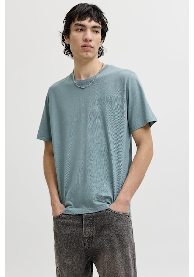Jack & Jones Erkek Corp Logo Baskılı Bisiklet Yaka Kısa Kollu Tişört Turkuaz