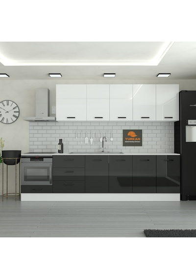 295 Cm Mutfak Dolabı Mdf Kapak Tezgah Dahil Yrkn295 99 Siyah