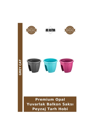 Premium Opal Yuvarlak Balkon Saksı Peyzaj Tarh Hobi
