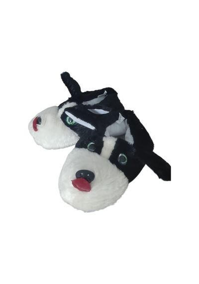 Ateşbags Unisex Hayvan Desenli Ev Ayakkabısı Panduf Siyah