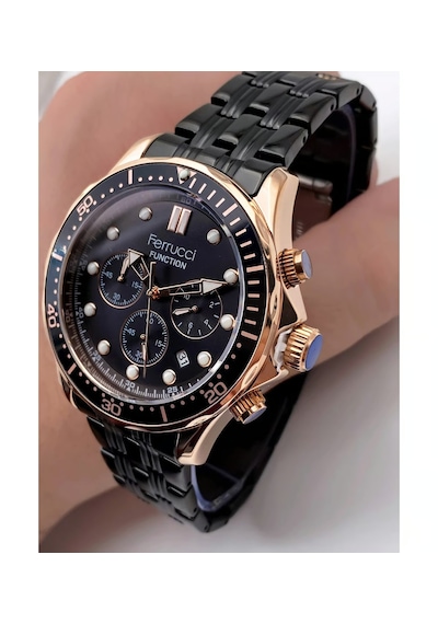 Ferrucci Fonksiyonları Aktif Takvimli Fosforlu Kadran Çelik Erkek Kol Saati Rose Gold