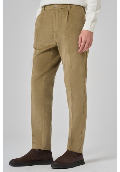 Morven Erkek Bej Pamuk Trend Fitilli Kadife Lastikli Slim Fit Pantolon 26ks003005653 Bej