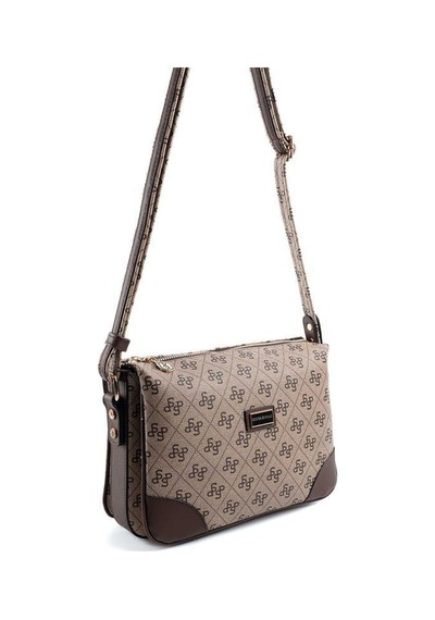 Silver Polo Sp784 Kadın Çapraz Çanta Monogram Koyubej-kahve