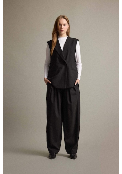 Defacto Regular Fit Ceket Yaka Düğmeli Blazer Yelek F6105ax25aubk81 Siyah