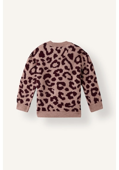 Defacto Leopar Desenli Bisiklet Yaka Triko Basic Hırka Kız Bebek I4958a526wnbr489 Bordo-br489