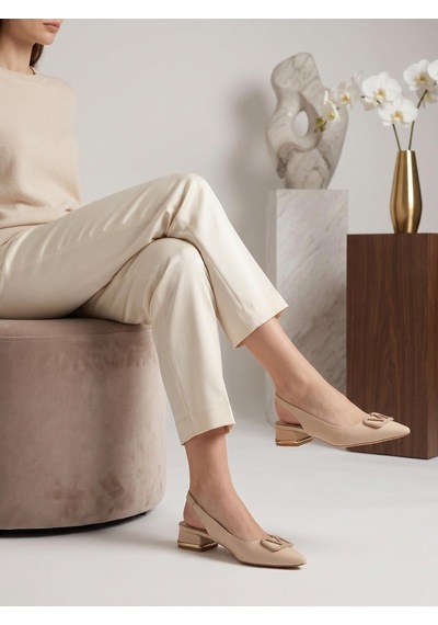 Nesilshoes Nesil Shoes Ceylan 801 Ten Saten Tokalı Kadın Sandalet