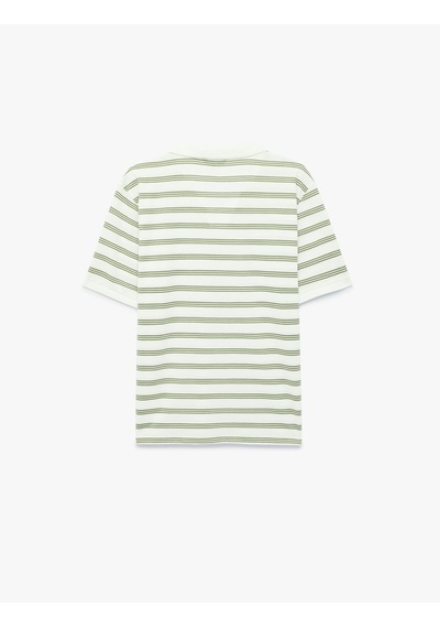 Koton Regular Fit Kısa Kollu Çizgili Polo Yaka Tişört Gri Çizgili 6sam10073mk