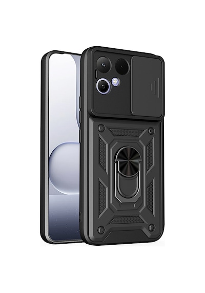 Tecno Pova Curve 2 Kılıf Magnetik Standlı Kamera Korumalı Zore Sürgülü Vega Kapak - Siyah
