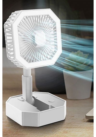 Ledli Katlanabilir Ergonomik Masa Üstü Fan Led Işıklı Güçlü Masa Üstü Katlanabilir Çanta Boy Fan
