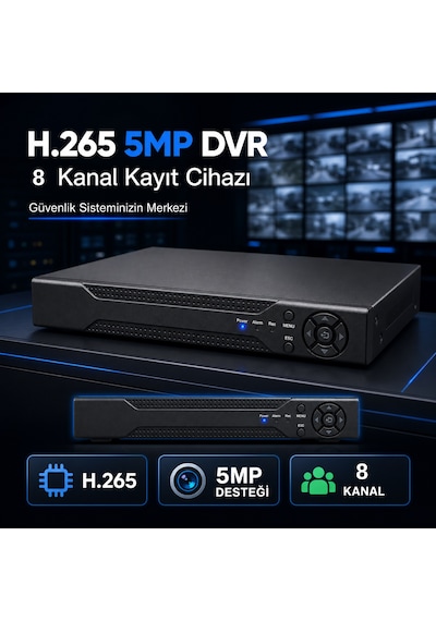 H.265 5mp 8 Kanal Dvr Güvenlik Kamerası Kayıt Cihazı
