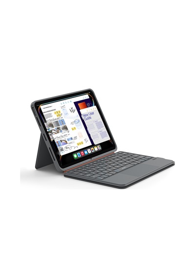 İpad Pro 11.nesil 2025 Uyumlu Wiwu Mk-005 Combo 3in1 Kalem Bölmeli Klavyeli Standlı Kılıf Gri