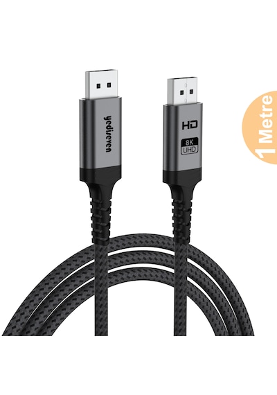 Yediseven Displayport Dp 1.4 8k 60hz Görüntü Aktarma Kablosu 1m