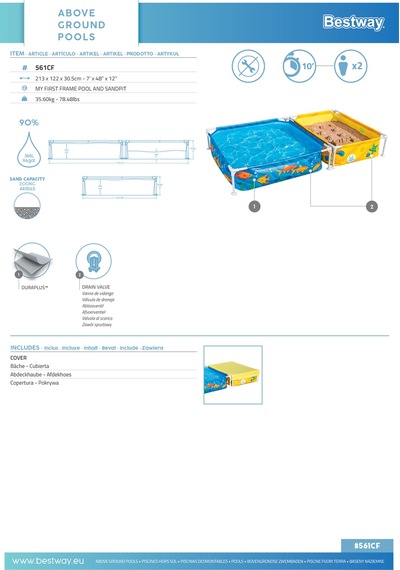 Bestway 561cf Prefabrik İkili Su Ve Kum Oyun Havuzu