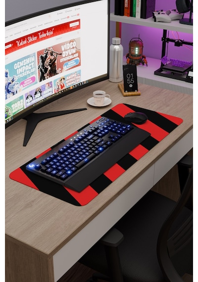 Siyah Kırmızı 70x30 Xl Taraftar Gaming Oyuncu Mouse Pad Kaymaz Taban Büyük Klavye Fare Altlığı Şerit