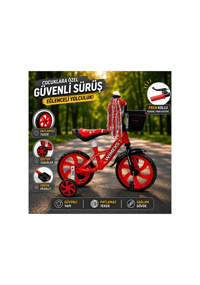 12 Jant Aksesuarlı Çocuk Bisikleti 2-4 Yaş Çocuk Bisikleti Patlamaz Tekerli Pembe - 625430542 Pembe