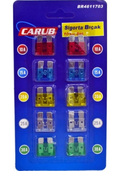 Carub Bıçak Sigorta Büyük, Set Karışık 10'lu