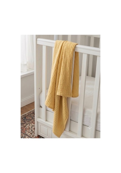 4 Katlı Müslin Bebek Battaniyesi 80x80 Cm - Bebek Örtüsü & Yeni Doğan Kundak - Sarı - 903040791 Sarı
