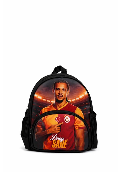 Galatasaray Lisanslı Leroy Sane Baskılı Anaokulu Çantası - Kreş Ve Okul Öncesi Sırt Çantası Sarı - Kırmızı - Siyah