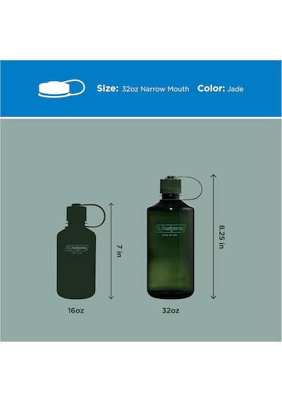 Sustain Tritan Bpa İçermeyen Su Şişesi,%50 Plastik Atık, 32 Oz, Dar Ağız, Yeşim Taşı