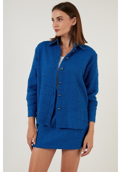 Lela Pamuklu Oversize Tüvit Bayan Gömlek 42190503 Saks