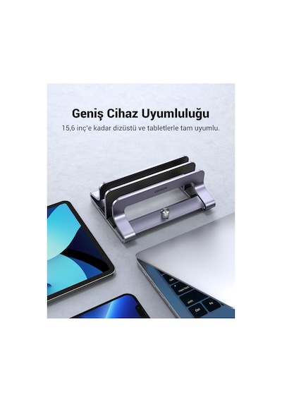 Alüminyum Çift Yuvalı Notebook Apple MacBook Uyumlu,Dikey Masaüstü Standı, 60643