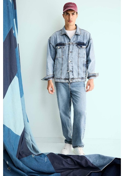 Defacto Oversize Geniş Kalıp Düğmeli Denim Ceket F4737ax25aunm39 Mavi