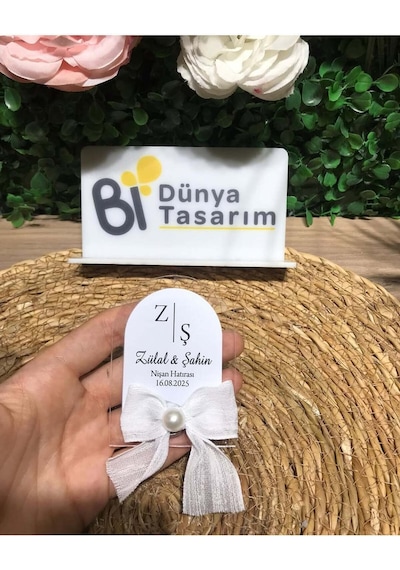 Uv Baskı Pleksi Magnet Söz, Nişan, Nikah, Düğün, Kına 10 Adet Gold - Beyaz