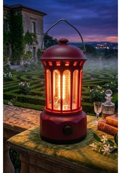 Glr L800br Retro Tasarım Şarjlı Kamp Lambası - 250 Lümen Vintage Fener Kırmızı