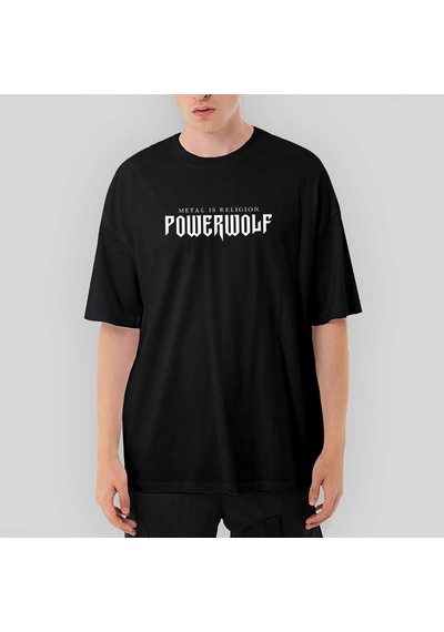 Powerwolf Logo Oversize Siyah Tişört Siyah