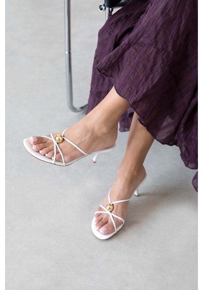 Wolk Shoes Aurora Kadın Topuklu Deri Sandalet Beyaz
