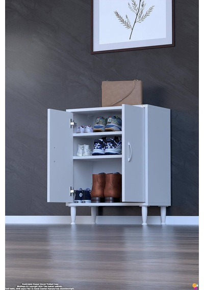 Bulut Ayakkabılık - Kapaklı 2 Raf 3 Bölmeli Dar Alanlar İçin Çok Amaçlı Dolap 55 Cm Beyaz Bulut Ayakkabılık - Kapaklı 2 Raf 3 Bölmeli Dar Alanlar İçin Çok Amaçlı Dolap 55 Cm Beyaz