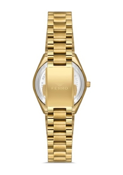 Ferro Quartz Çelik Altın Rengi 30 Mm Kadın Kol Saati