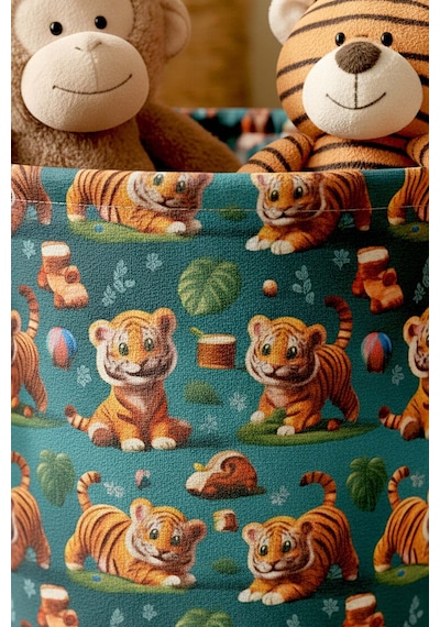 Tiger Desenli Oyuncak & Çamaşır Sepeti Çok Renkli