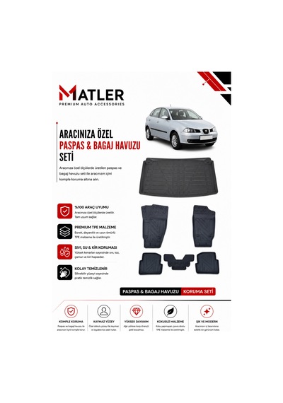 Seat İbiza 2006 Model 4d Ekstra Havuzlu Paspas Ve Bagaj Havuzu Set