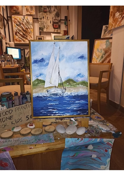 Yelkenli Dokulu 30x40 Akrilik Tablo