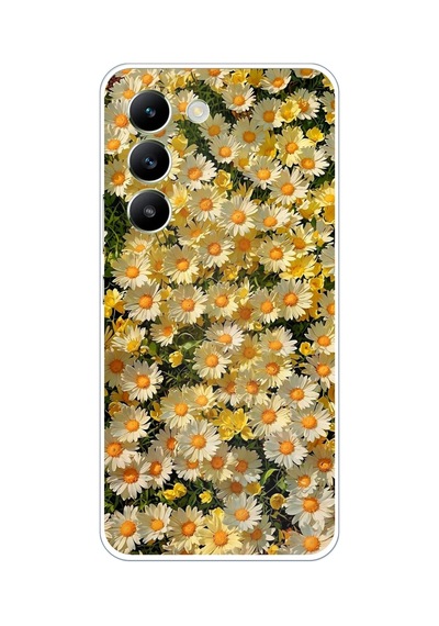 Vivo V30 Lite Uyumlu Papatya Bahçesi Sulu Boya Baskılı Silikon Kılıf