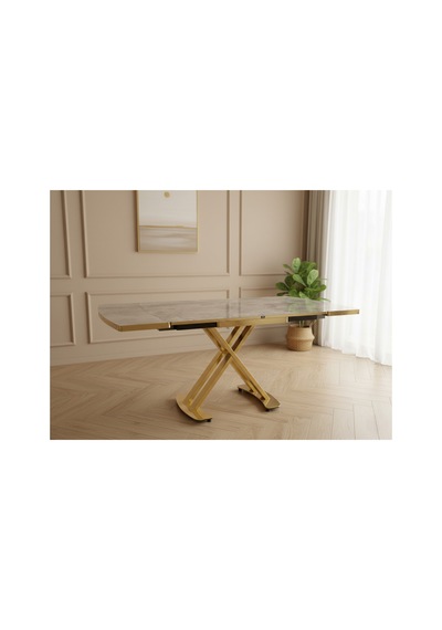 Venoxa Premium Seri 70x110 / 70x160 Mdf Masa Tek Masadır Gold-gri Gold-gri