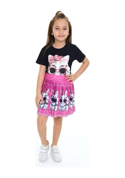 My Kids Wear Sevimli Kedi Etek Tişört Şeftali