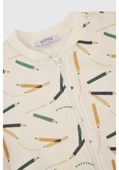 Panço Erkek Bebek Kolej Yaka Ekru Sweatshirt Krem 2621BB08008