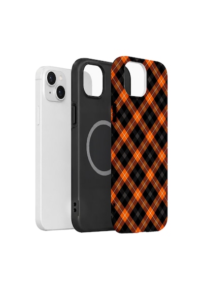 Velvoria Valestra Pumpkin Plaid Apple iPhone Uyumlu 15 Magsafe Koruma Kılıfı Valestra Magline - Pumpkin Plaid