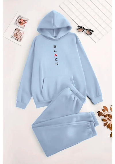 Unisex Kapüşonlu Bebemavi Eşofman Takımı Black Baskılı- Kışlık Şardonlu Kumaş Bebemavi Unisex Kapüşonlu Bebemavi Eşofman Takımı Black Baskılı- Kışlık Şardonlu Kumaş Bebemavi
