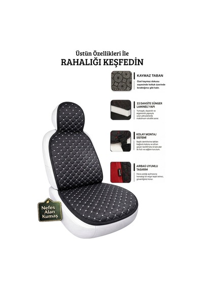 Oto Ön Koltuk Tekli Minder Terletmez Kolay Montaj Universal Koruyucu Kılıf Kumaş 93051201