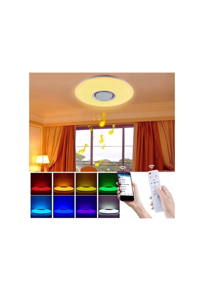 Akıllı Hoparlörlü Rgb Tavan Işığı Lambası Kumandalı Bluetooth Uyumlu Dekoratif Modern Avize Beyaz - 826719167 Beyaz