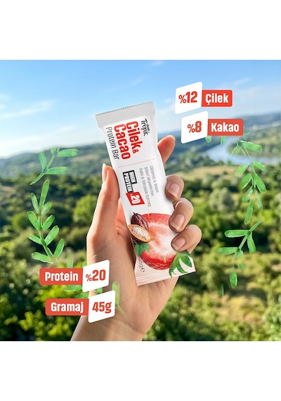 Çilek Ve Kakao Aromalı Protein Bar 45 G Protein İçeren Atıştırmalık Ve Sporcu Barı 6 Adet