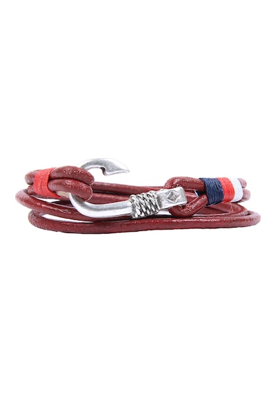 Tblk03580 Olta Ucu Figür Deri Sarmal Kırmızı Unisex Bileklik 3550-3592 Çok Renkli