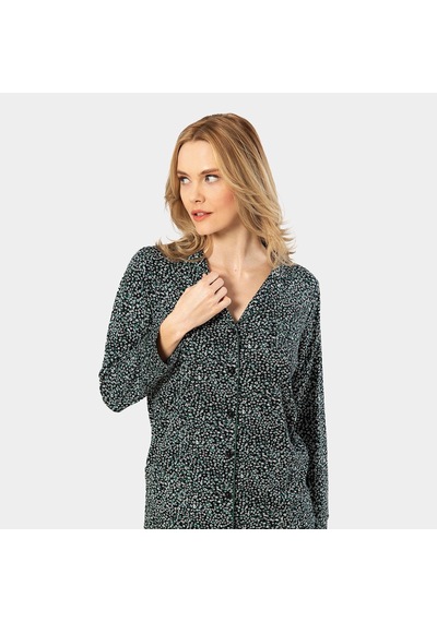 Türen Çiçek Desenli Uzun Kollu Gömlek Yaka Pijama Takımı 3379/yeşil 001 Türen Çiçek Desenli Uzun Kollu Gömlek Yaka Pijama Takımı 3379/yeşil 001
