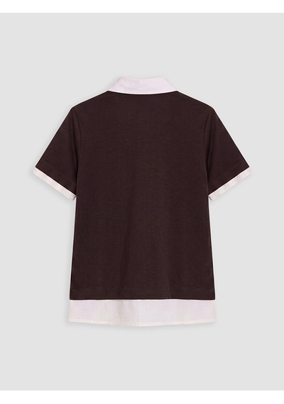 Lcw Everyday Kahverengi Polo Yaka Kadın Tişört