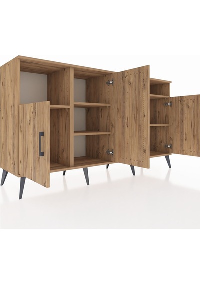 Kronos Konsol 5 Raflı 4 Kapaklı 176x59x99 Çam-çam Çam-çam