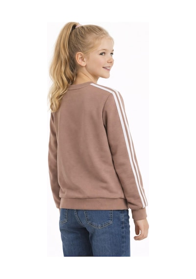 Kız Çocuk Kol Şeritli Sweatshirt Bgl-st05269 Bej