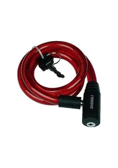 Zhongli anahtarlı halat kilit kırmızı 12x800mm Siyah